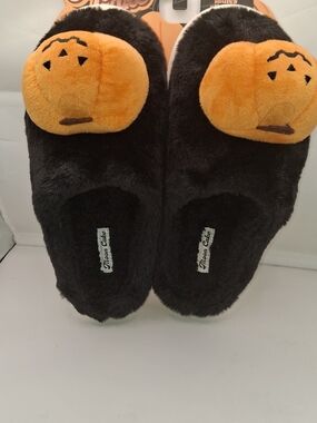 moon cake slippers Halloween Pumpkins Memory foam Ladies Slippers Size L US 9/10